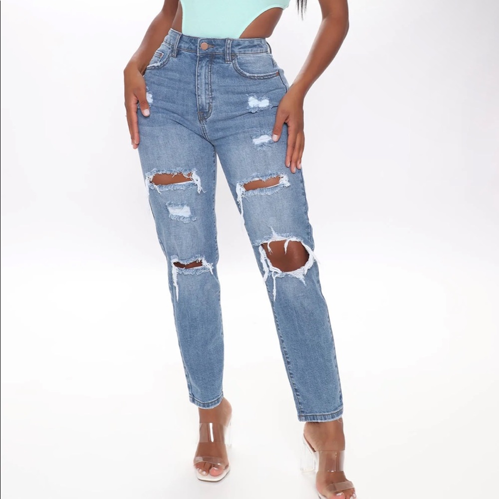 Distressed Mom Jeans
